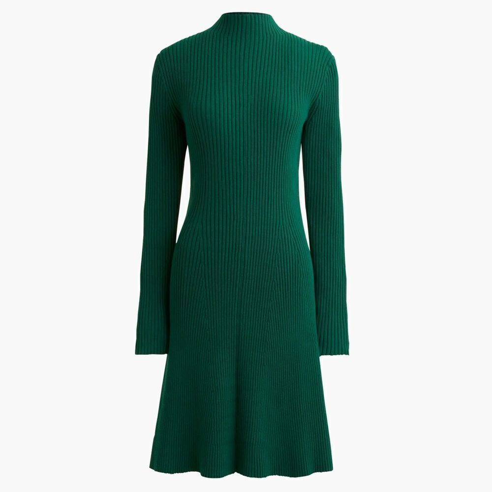 NWT J CREW Factory Ribbed mini sweater-dress in Academic green - Picture 6 of 10